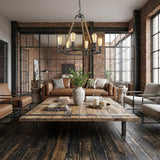 Brown and Black Candle Style Six Light Metal Dimmable Chandelier