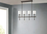 Kara 4-Light Oil-Rubbed Bronze Island Pendant With Fabric Shades And Crystal Bobeches
