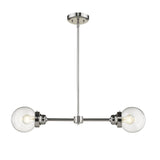 Silver Metal Two Light Dimmable Ceiling Light With Clear Shades