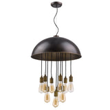 Black Iron Ten Light Dimmable Ceiling Light With Black Shades