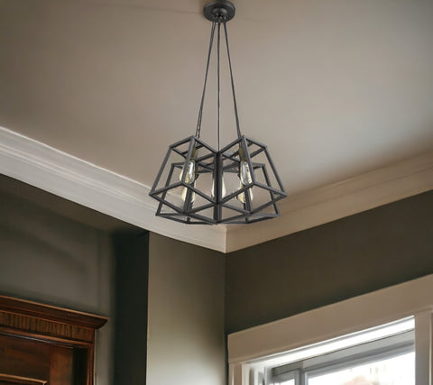 Bronze Lantern Five Light Metal Dimmable Chandelier