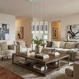 Scope 4-Light Brushed Nickel Pendant Double Glass and Mesh Shades