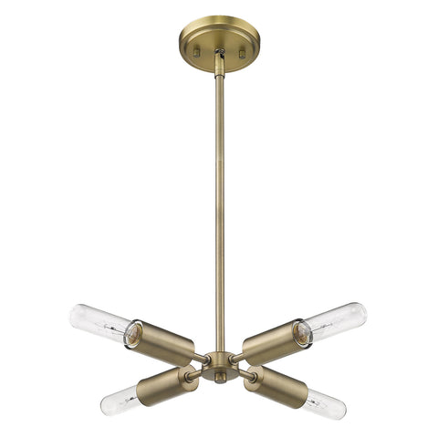 Gold Four Light Metal Dimmable Chandelier