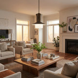Greta 1-Light Raw Brass Pendant With Gloss White Interior And Etched Glass Shade