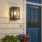 Burnished Bronze Criss Cross Water Glass Outdoor Light