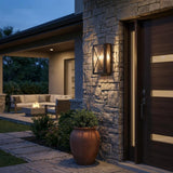 Black And Clear Three Light Transparent Dimmable Outdoor Hanging Lights With Black And Clear Shades