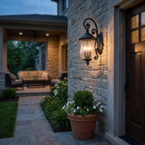 Black And Clear Three Light Seeded Dimmable Outdoor Hanging Lights With Black And Clear Shades