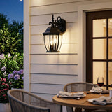 Three Light Matte Black Wide Hanging Lantern Wall Light