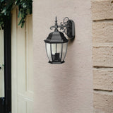 Three Light Matte Black Wide Hanging Lantern Wall Light