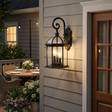 Three Light Matte Black Eastern Lantern Wall Light