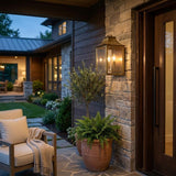 Brass And Clear Two Light Transparent Dimmable Outdoor Hanging Lights With Brass And Clear Shades