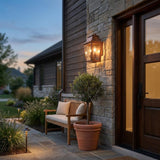 Two Light Transparent Dimmable Outdoor Hanging Lights With Copper And Clear Shades