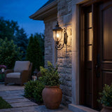 Black And Clear Seeded Dimmable Outdoor Hanging Light With Black And Clear Shades