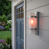 Brushed Silver and White Glass Wall Sconce