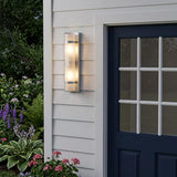 Two Light Brushed Silver and White Glass Wall Sconce
