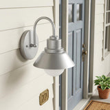 Silver And White Frosted Dimmable Outdoor Hanging Light With Silver And White Shades