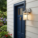 Brushed Silver Hanging Lantern Shape Wall Light