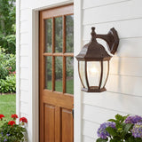 Dark Brown Wide Hanging Lantern Wall Light