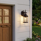 Narrow Matte Black Domed Hanging Glass Lantern Wall Light