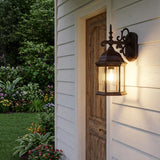 Narrow Brown Domed Hanging Glass Lantern Wall Light