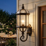 Antique Brown Cylindrical Lantern Wall Light