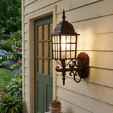 Dark Brown Window Pane Lantern Wall Sconce