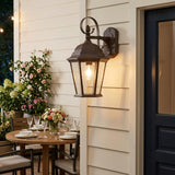 XL Dark Brown Swing Arm Hanging Lantern Wall Light