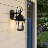 Matte Black Swing Arm Hanging Lantern Wall Light