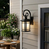 XL Matte Black Frosted Linen Glass Lantern Wall Light