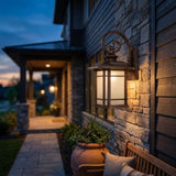 Antiqued Bronze And Clear Frosted Dimmable Outdoor Hanging Light With Antiqued Bronze And Clear Shades