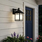 Petite Matte Black Frosted Glass Lantern Wall Light