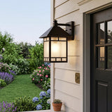 Antique Bronze Frosted Glass Lantern Wall Light