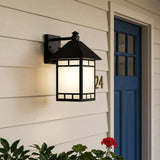 Matte Black Frosted Glass Lantern Wall Light