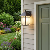 XL Antique Bronze Frosted Glass Lantern Wall Light