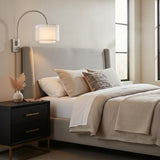 44" Clear Silver And White Metal And Sheer Fabric Flush Mount Wall Sconce