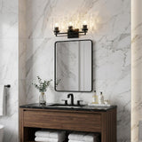 10" Black And Clear Metal and Glass Vanity Flush Mounted Sconce