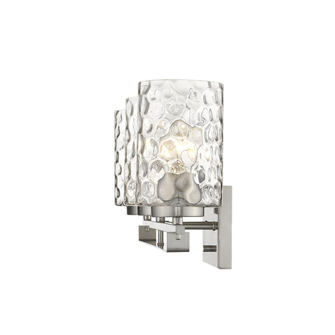 10" Silver And Clear Metal and Glass Vanity Flush Mounted Sconce