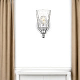 Silver Metal and Pebbled Glass Wall Light