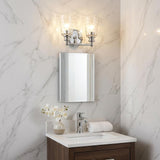 9" Silver And Clear Metal and Glass Vanity Flush Mounted Sconce