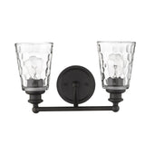 9" Black And Clear Metal and Glass Vanity Flush Mounted Sconce