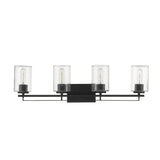 10" Black And Clear Metal Vanity Flush Mounted Sconce