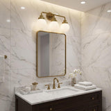 12" Brass And White Metal and Glass Vanity Flush Mounted Sconce