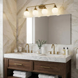 12" Brass And White Metal and Glass Vanity Flush Mounted Sconce