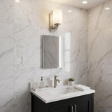 Geometric Silver Wall Sconce with Frosted Glass Shade