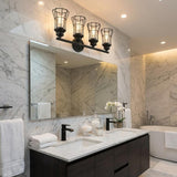 9" Black Metal Vanity Flush Mounted Sconce