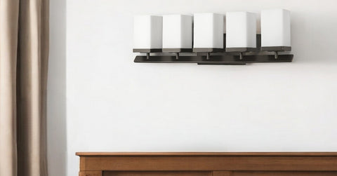 8" Black And White Metal and Glass Vanity Flush Mounted Sconce