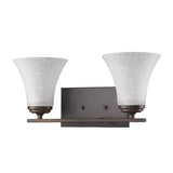 8" Antiqued Bronze Metal and Glass Two Light Flush Mount Wall Light