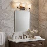 8" Bronze And White Metal and Glass Vanity Flush Mounted Sconce