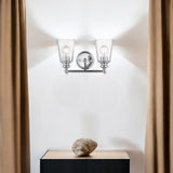 Two Light Silver Glass Shade Wall Sconce