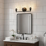 8" Black And Clear Metal Vanity Flush Mounted Sconce